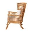 Pemberly Row Light Honey Rattan Lattice Arm Chair with Flared Armrests