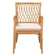 Pemberly Row Light Honey Rattan Openwork Arm Chair with Square Armrests