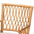 Pemberly Row Light Honey Rattan Openwork Arm Chair with Square Armrests