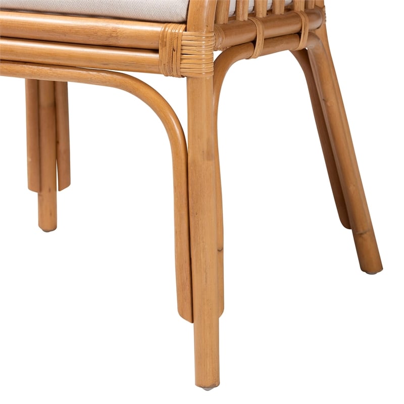 Pemberly Row Light Honey Rattan Openwork Arm Chair with Square Armrests