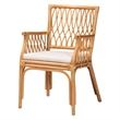 Pemberly Row Light Honey Rattan Openwork Arm Chair with Square Armrests