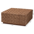 Pemberly Row Natural Seagrass and Acacia Wood Square Coffee Table