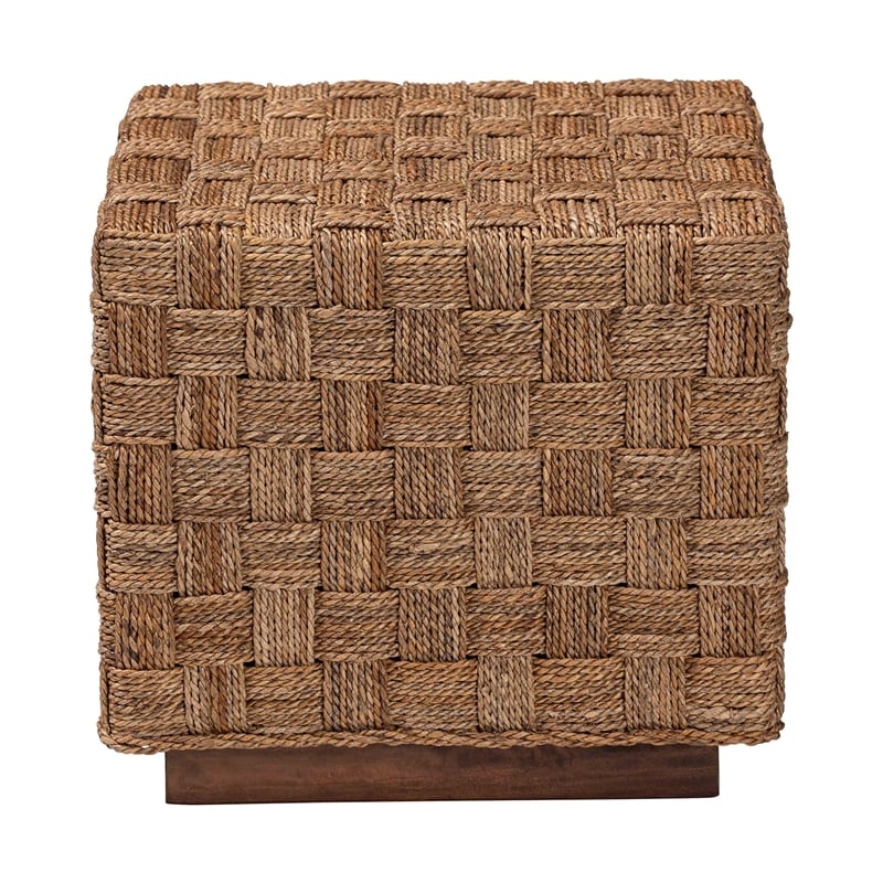 Pemberly Row Natural Seagrass and Acacia Wood Square End Table