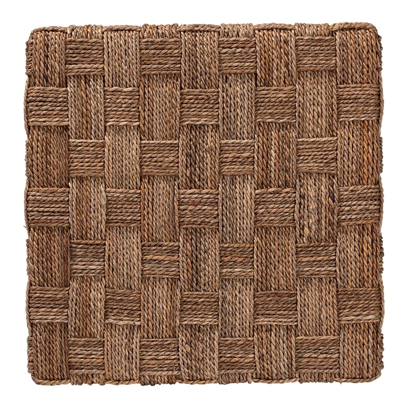 Pemberly Row Natural Seagrass and Acacia Wood Square End Table