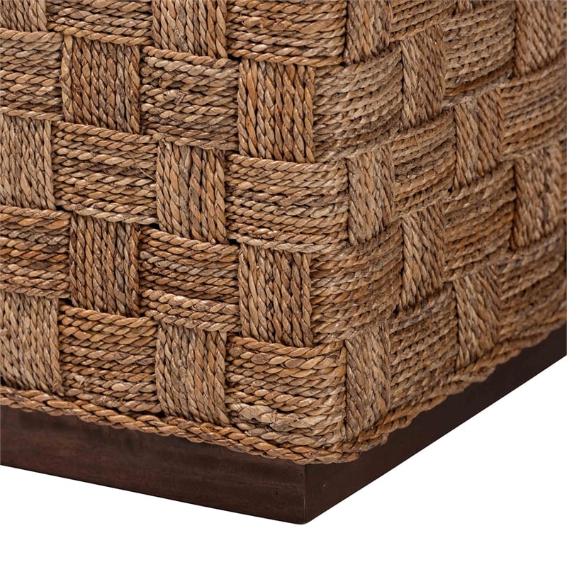 Pemberly Row Natural Seagrass and Acacia Wood Square End Table