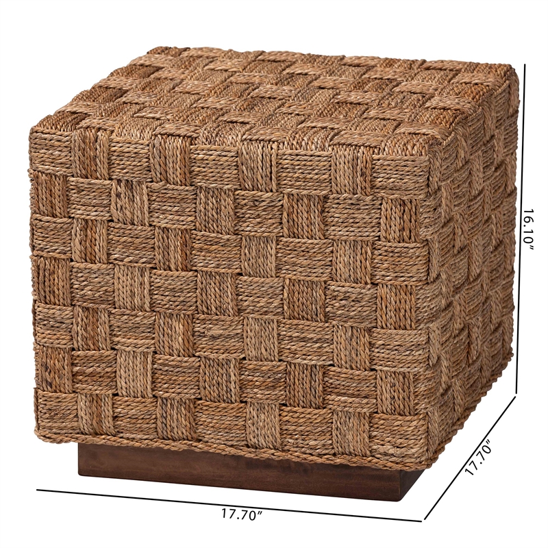 Pemberly Row Natural Seagrass and Acacia Wood Square End Table
