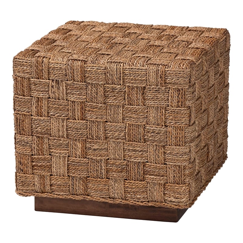 Pemberly Row Natural Seagrass and Acacia Wood Square End Table