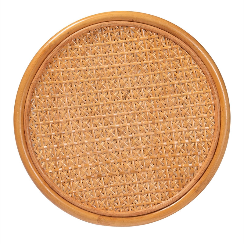 Pemberly Row Honey Rattan 2-Piece Nesting End Table Set with Round Tops