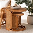 Pemberly Row Honey Rattan 2-Piece Nesting End Table Set with Round Tops