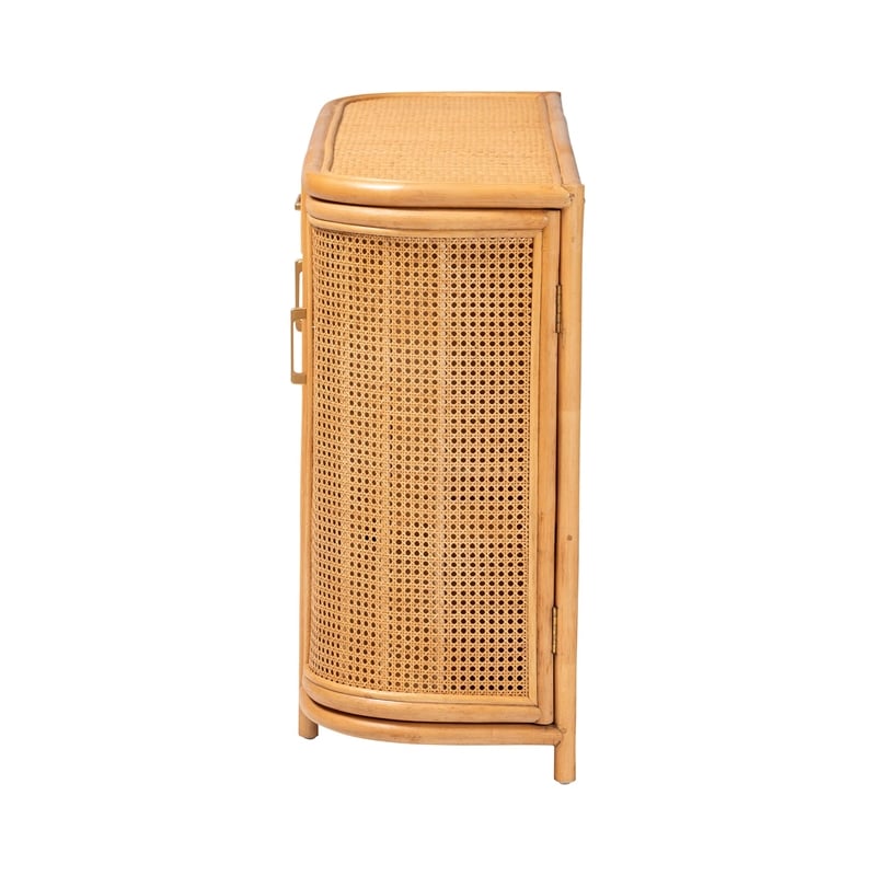 Pemberly Row Natural Rattan Sideboard with 7 Shelves and 2 Drawers