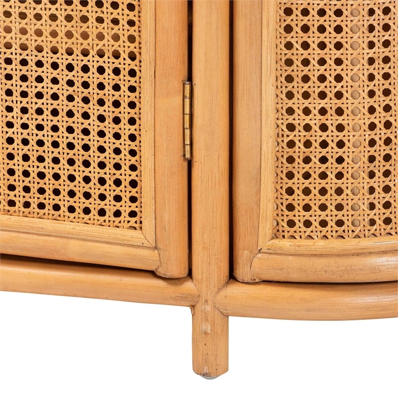 Pemberly Row Natural Rattan Sideboard with 7 Shelves and 2 Drawers
