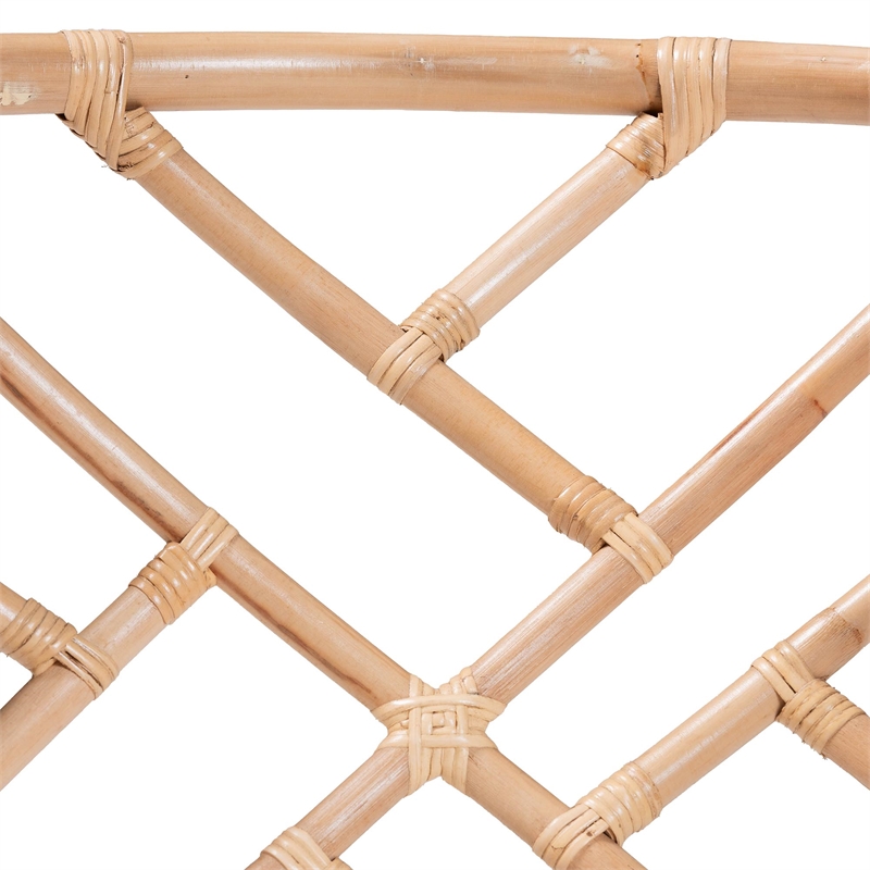 Pemberly Row Natural Rattan Handwoven Barrel Accent Dining Chair