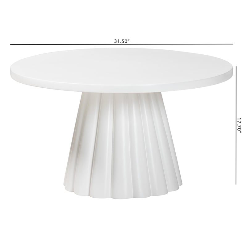 Pemberly Row Contemporary Round Coffee Table with Fluted Pedestal Base