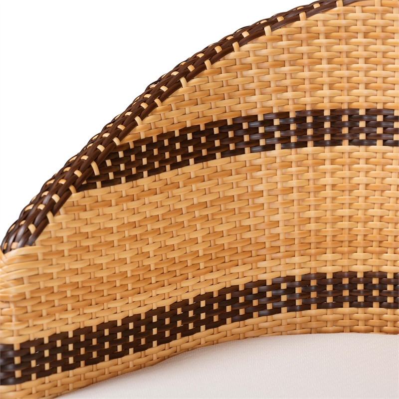 Pemberly Row Rattan Barrel-Back Dining Chair with Removable Cushion