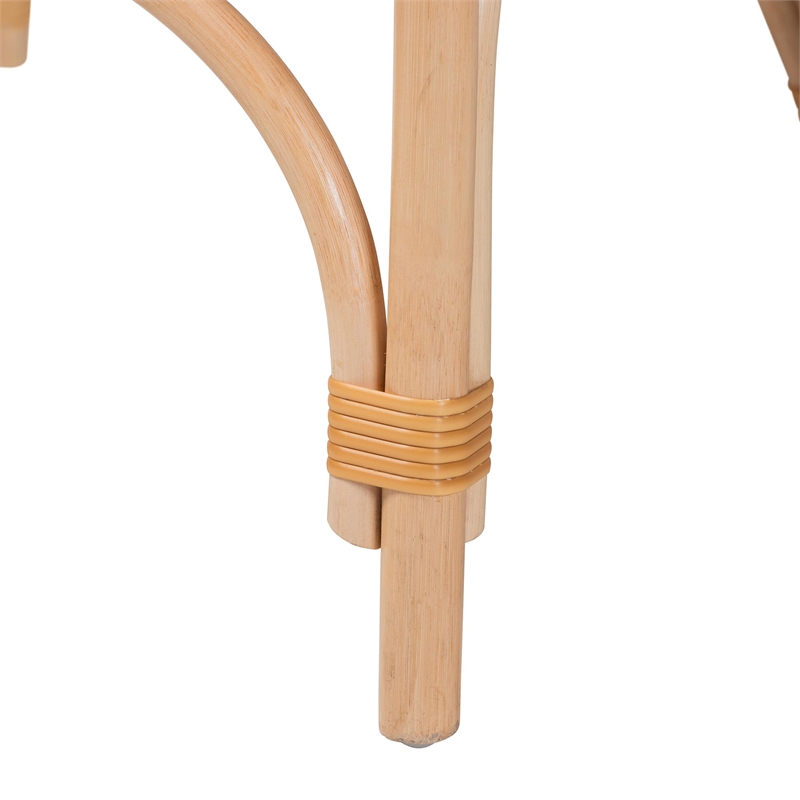 Pemberly Row Rattan Barrel-Back Dining Chair with Removable Cushion