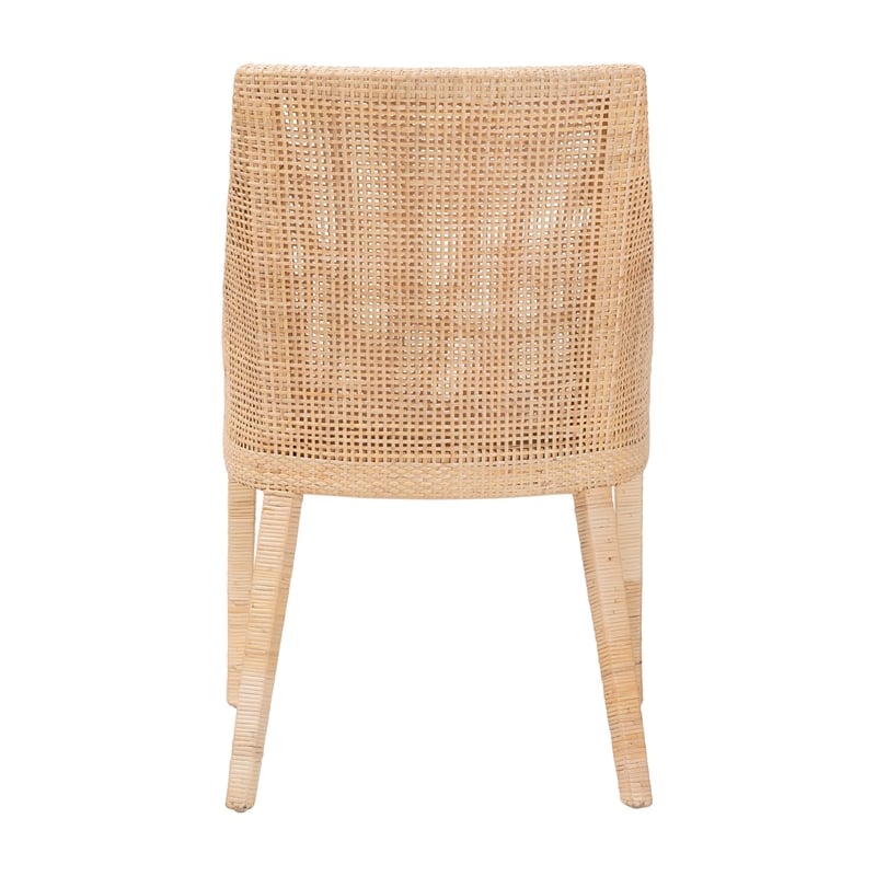 Pemberly Row Natural Rattan Wingback Dining Chair with Removable Cushion