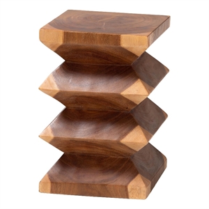 Pemberly Row Solid Suar Wood Hand-Carved Sculptural Side Table