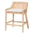 Pemberly Row Rattan Wingback Counter Stool with Cushion and Footrest
