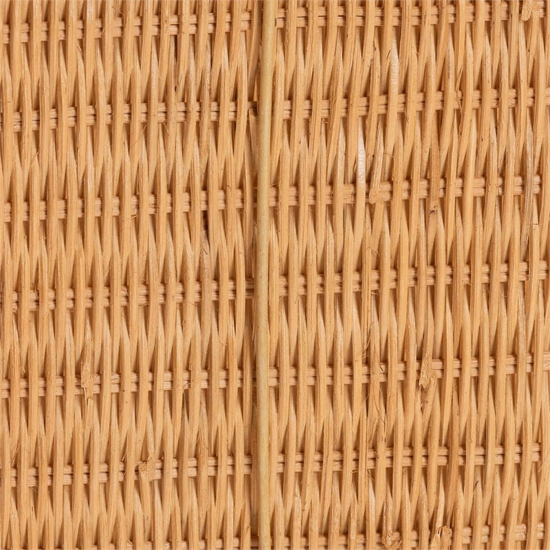 Pemberly Row Natural Rattan Sculptural Footstool with Removable Cushion