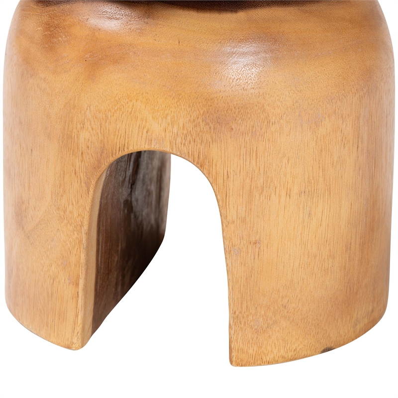 Pemberly Row Solid Suar Wood Hand-Carved Side Table with Arched Base
