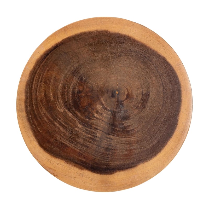 Pemberly Row Solid Suar Wood Hand-Carved Side Table with Arched Base