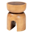 Pemberly Row Solid Suar Wood Hand-Carved Side Table with Arched Base
