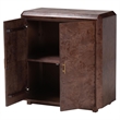 Pemberly Row Dark Walnut Burl Wood 2-Shelf Storage Cabinet with Metal Pulls