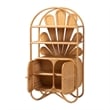 Pemberly Row Natural Rattan Peacock Fan Storage Cabinet with Arched Top