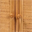Pemberly Row Natural Rattan Peacock Fan Storage Cabinet with Arched Top