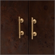 Pemberly Row Dark Walnut Burl Wood Storage Cabinet with Brass Handles