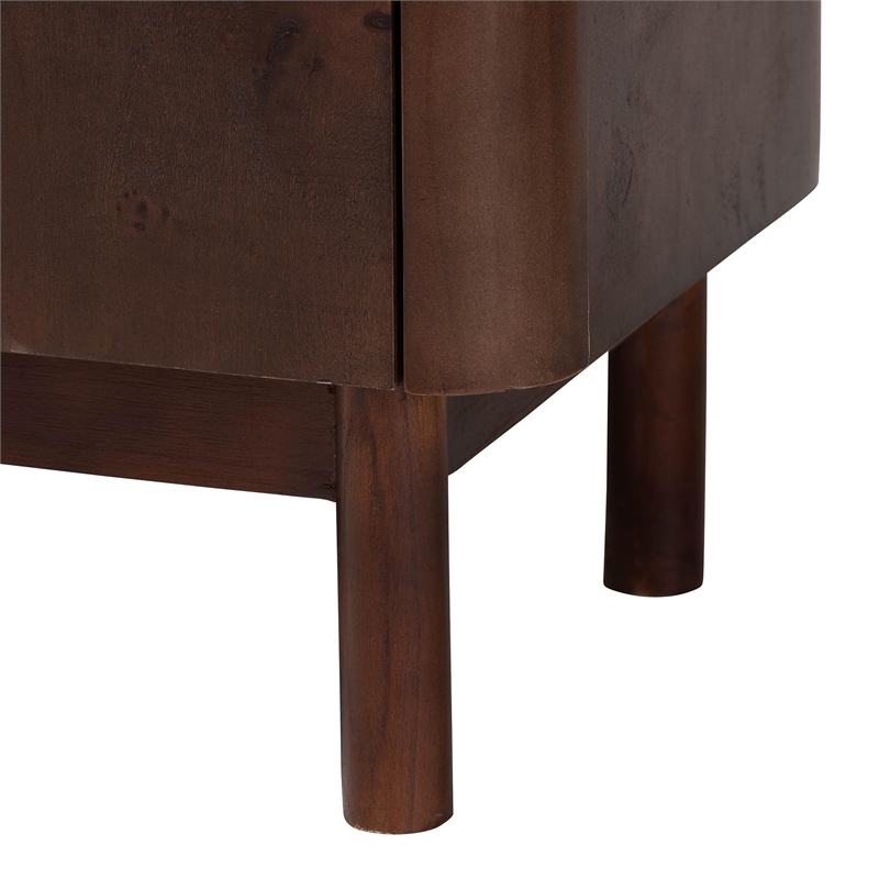 Pemberly Row Dark Walnut Burl Wood Storage Cabinet with Brass Handles