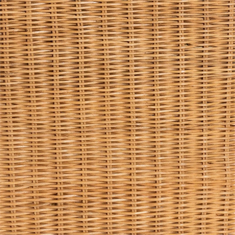 Pemberly Row Natural Rattan Barrel Dining Chair with Removable Cushion