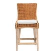 Pemberly Row Natural Rattan Wingback Counter Stool with Braided Detail