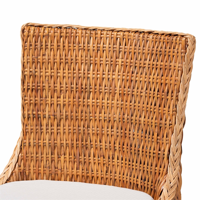 Pemberly Row Natural Rattan Wingback Counter Stool with Braided Detail