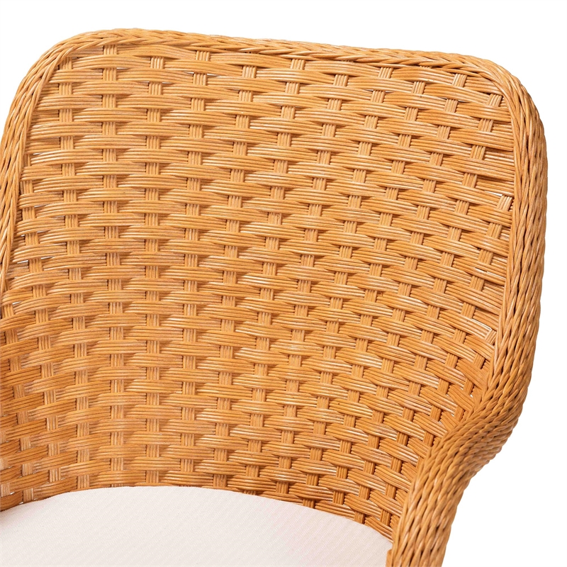 Pemberly Row Natural Rattan 5-Piece Dining Set with Braided Round Table