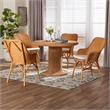Pemberly Row Natural Rattan 5-Piece Dining Set with Braided Round Table