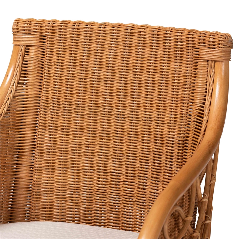 Pemberly Row Natural Rattan 5-Piece Dining Set with Braided Accents