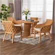 Pemberly Row Natural Rattan 5-Piece Dining Set with Braided Accents