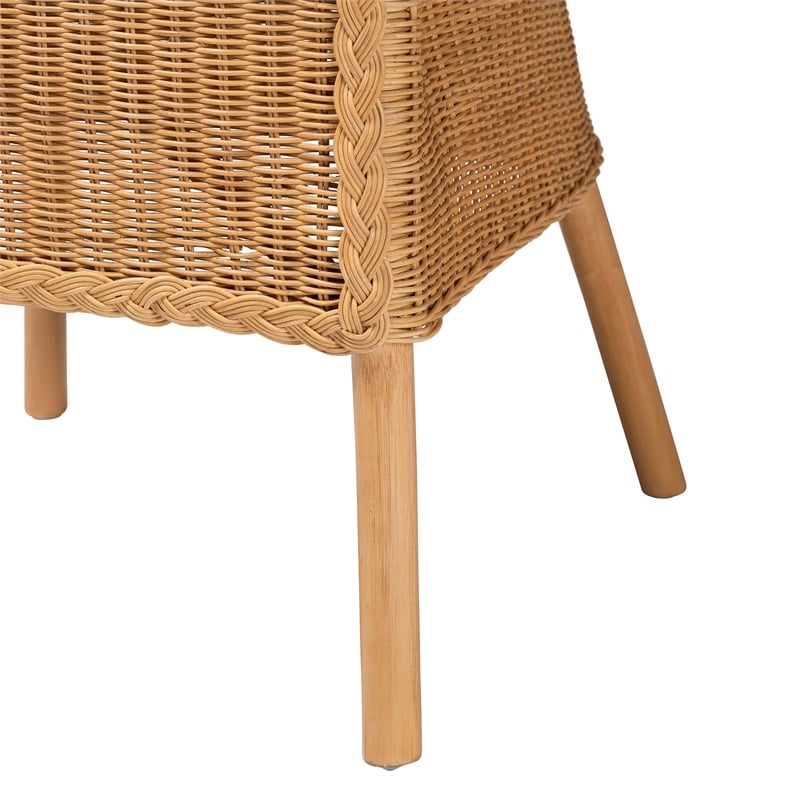 Pemberly Row Natural Rattan 5-Piece Dining Set with Braided Chair Accents