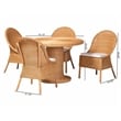 Pemberly Row Natural Rattan 5-Piece Dining Set with Braided Chair Accents
