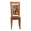 Pemberly Row Solid Suar Wood Hand-Carved Dining Chair with Mosaic Backrest