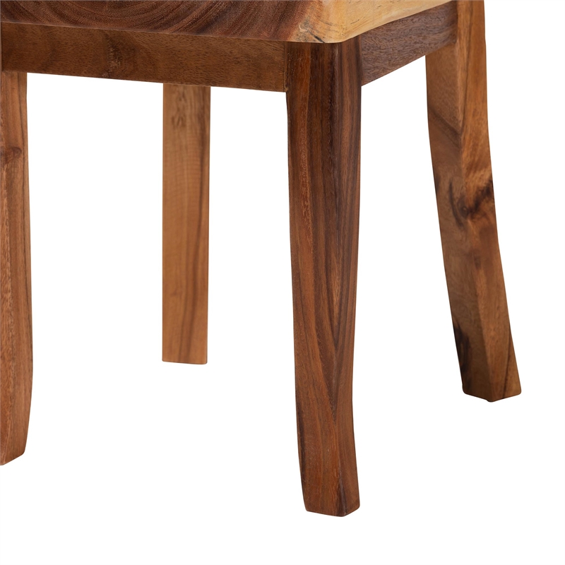 Pemberly Row Solid Suar Wood Hand-Carved Dining Chair with Mosaic Backrest