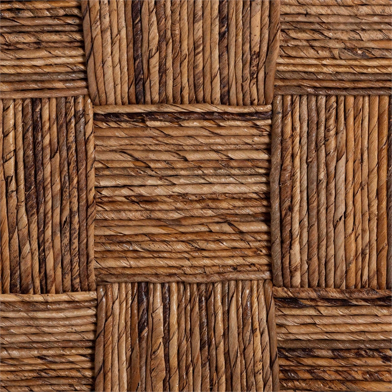 Pemberly Row Seagrass and Mango Wood Counter Stool Set of 2 with Footrest