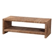 Pemberly Row Rectangle Seagrass and Wood Coffee Table with Lower Shelf
