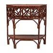Pemberly Row Marbled Tortoise Rattan Console Table with Lower Shelf