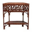 Pemberly Row Marbled Tortoise Rattan Console Table with Lower Shelf
