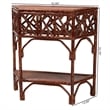 Pemberly Row Marbled Tortoise Rattan Console Table with Lower Shelf