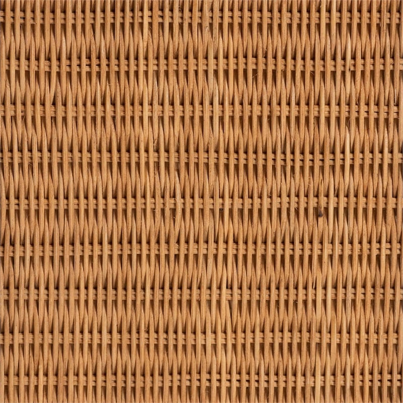 Pemberly Row Natural Rattan End Table with Braided Detail and Open Shelf