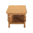 Pemberly Row Natural Rattan Coffee Table with Braided Detail and Open Shelf