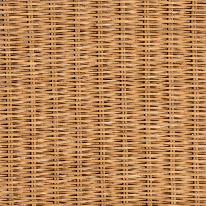 Pemberly Row Natural Rattan Coffee Table with Braided Detail and Open Shelf